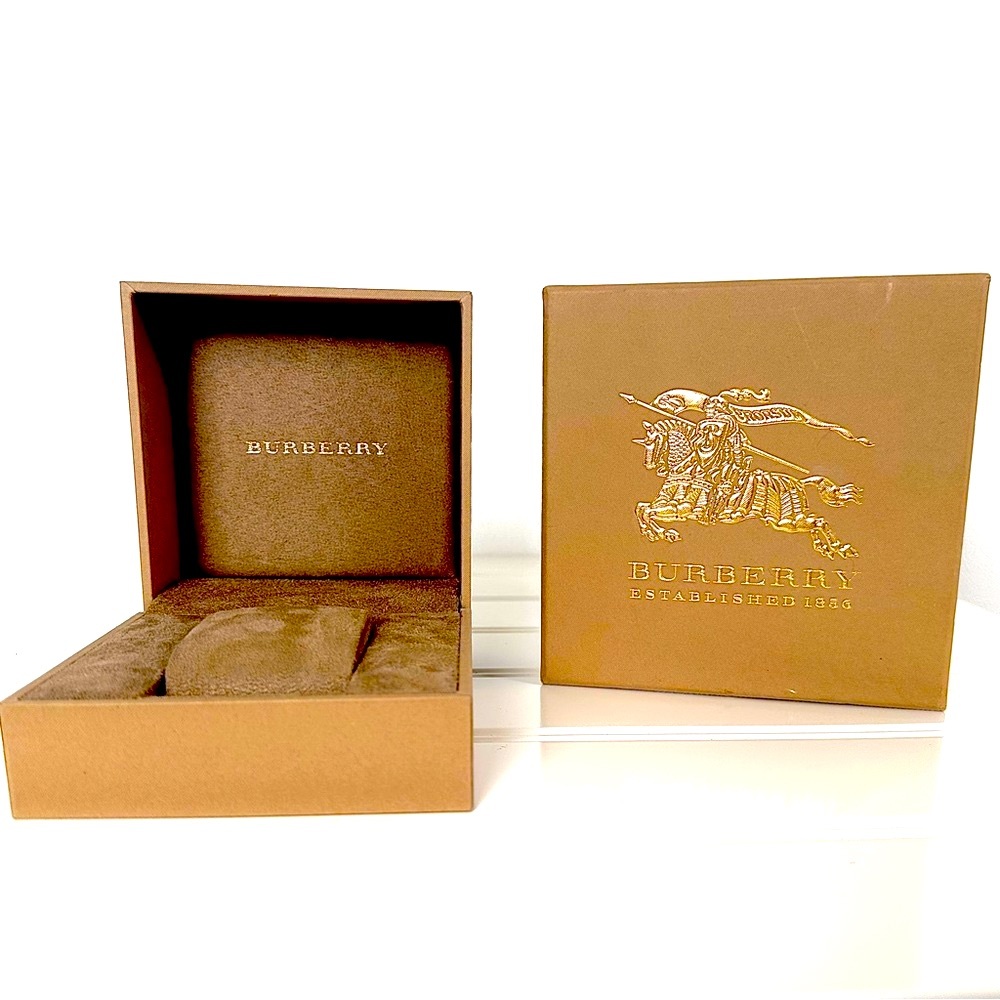 Burberry Brown Gift Box Plus Watch Box Suede Lined Both Tan Golden logo